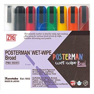 Kuretake Zig Posterman Wet Wipe Pens